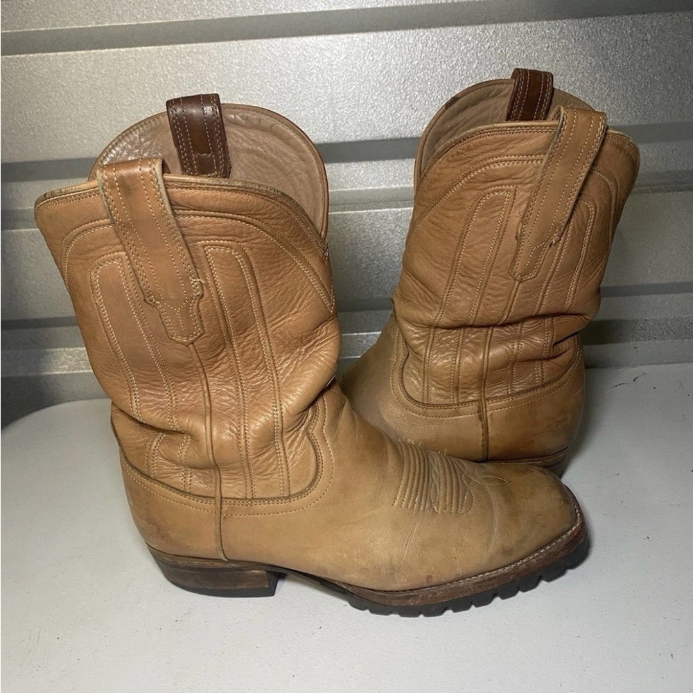 Tecovas Beige Leather Boots